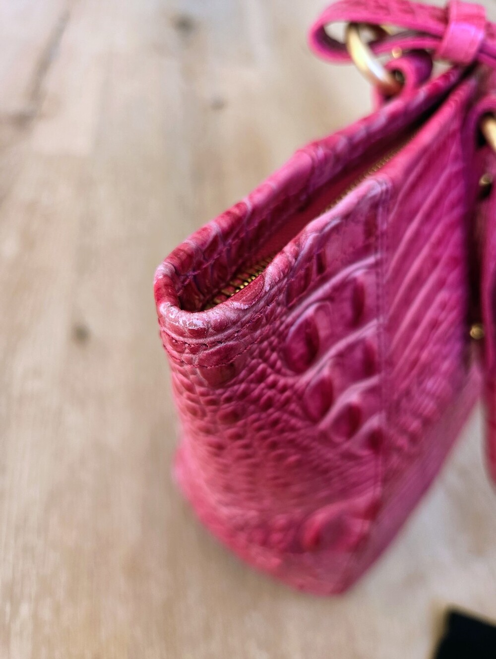 Brahmin Pink Croc-Embossed Tote Bag - Picture 16 of 16
